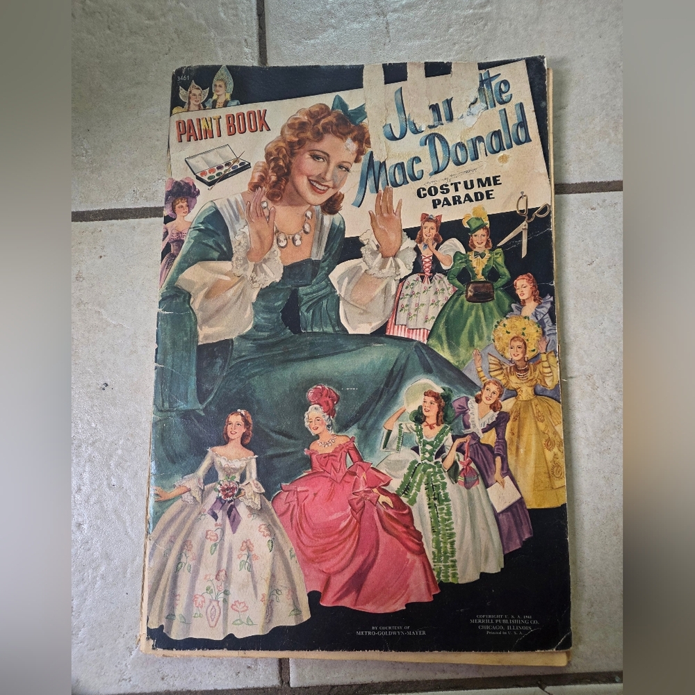 VINTAGE 1941 JEANETTE Mac DONALD  COLORING PAINT BOOK